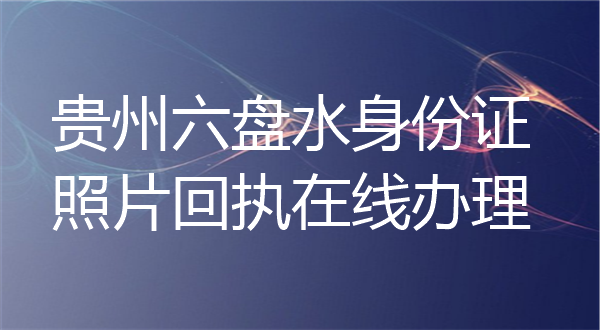 贵州六盘水身份证照片回执在线办理