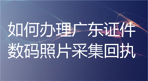 如何办理广东证件数码照片采集回执