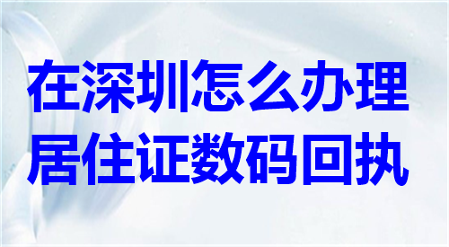 在深圳怎么办理居住证数码回执