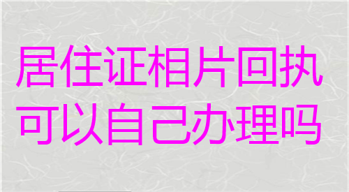 居住证相片回执可以自己办理吗