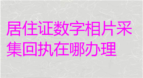 居住证数字相片采集回执在哪办理