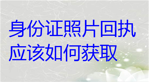 身份证照片回执应该如何获取？