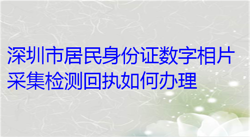 深圳市居民身份证数字相片采集检测回执如何办理？