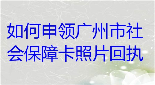 如何申领广州市社会保障卡照片回执？